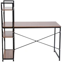 HOMCOM bureau met plank computerbureau werktafel bureau zwart/wit(m-4)