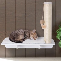 PawHut krabpaal, kattenplank, kattenboom, kattenligplaats, wandmontage, pluchen bekleding MDF(m-2)