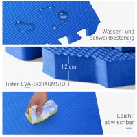 HOMCOM Puzzelmat speelkleed vloermat kinderspeeltapijt gymnastiekmat blauw 8-delig(m-5)