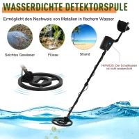 Outsunny Metaaldetector zoekapparaat waterdicht 16,5 cm zoekspoel alu ABS zwart(m-5)