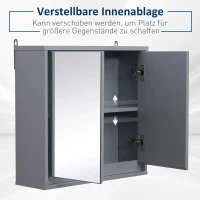 HOMCOM Badkamerkast, hangkast, wandkast, badkamermeubel, multifunctionele kast met 2 spiegels(m-5)