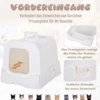 PawHut kattentoilet met uittrekbare bak kattenbak gesloten kattenbak PP wit(m-5)