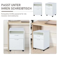 HOMCOM rolcontainer, archiefkast, kantoorcontainer met schuiflade, kantoorkast, opslagcontainer, spaanplaat, wit, 40 x 35 x 60 cm rolcontainer archiefkast schuiflade kantoorkast wit | Aosom.de(m-5)