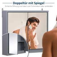 HOMCOM Badkamerkast, hangkast, wandkast, badkamermeubel, multifunctionele kast met 2 spiegels(m-4)