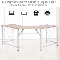 HOMCOM Computertafel L-vormig hoekbureau MDF naturel / zwart hoekbureau(m-6)