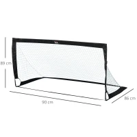 HOMCOM Voetbaldoelen Voetbalnet set van 2 minidoelen opvouwbaar staal zwart 186 x 90 x 89 cm(m-3)