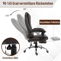 HOMCOM Ergonomische bureaustoel gamestoel verstelbare armleuning schuimstof PU bruin(m-4)
