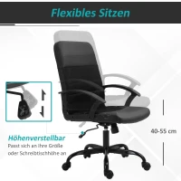 Vinsetto Kantoorstoel in hoogte verstelbare schrijftafelstoel draaistoel PVC + zwarte netbekleding(m-5)