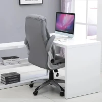 Vinsetto bureaustoel draaistoel computerstoel met kantelfunctie in hoogte verstelbaar kunstleer grijs 69,5 x 76 x 113–121 cm | Aosom.nl(m-7)