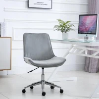 HOMCOM bureaustoel draaistoel bureaustoel in hoogte verstelbaar 360 ° draaibaar fluweel 52,5 x 60 x 82-91 cm, Grijs(m-2)