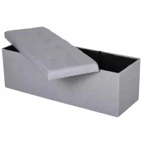 HOMCOM Zitbank met opbergruimte gestoffeerde bank kistbank met scheidingsrooster inklapbaar grijs(m-6)