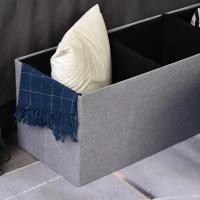 HOMCOM Zitbank met opbergruimte gestoffeerde bank kistbank met scheidingsrooster inklapbaar grijs(m-10)