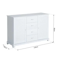 HOMCOM dressoir kast halkast badkamerkast ladekast louvredeur wit 120x40x80 cm(m-3)