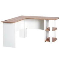 HOMCOM hoekschrijftafel hoek schrijftafel computertafel opbergvak kantoor zwart/walnoot(m-1)