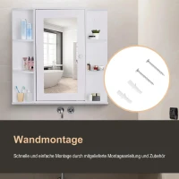 HOMCOM® spiegelkast badkamerrek badkamerkast wandmontage 8 vakken MDF wit 66 x 17 x 63 cm | Aosom.de(m-5)