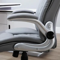Vinsetto bureaustoel draaistoel computerstoel met kantelfunctie in hoogte verstelbaar kunstleer grijs 69,5 x 76 x 113–121 cm | Aosom.nl(m-9)