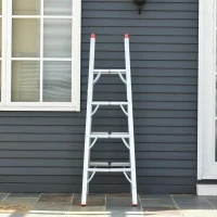 HOMCOM Inklapbare ladder vouwladder staladder aluminium zilver(m-2)