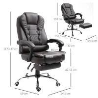 HOMCOM Ergonomische bureaustoel gamestoel verstelbare armleuning schuimstof PU bruin(m-3)