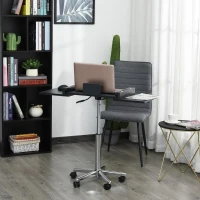 HOMCOM Laptoptafel laptopstandaard met wielen in hoogte verstelbaar inklapbaar staal zwart(m-2)