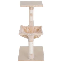 PawHut Klimboom met sisal paal, kattenboom, krabpaal, hangmat, spaanplaat beige(m-7)