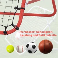 HOMCOM voetbal rebounder kickback goal rebound muurnet, metalen buis + PE-stof, 96 x 80 x 96 cm, rood net | Aosom.nl(m-4)