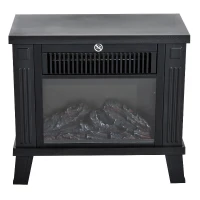 HOMCOM Elektrische kachel 1200 W elektrische staande kachel met vlameffect zwart(m-7)