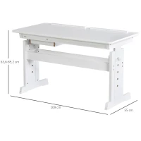 HOMCOM Studeertafel bureau laptoptafel in hoogte verstelbaar met lade MDF wit(m-3)