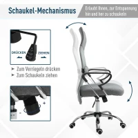 Vinsetto Bureaustoel gamingstoel ergonomische draaistoel kantoorstoel linnen grijs(m-7)