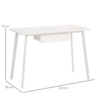 Elegante HOMCOM Computertafel met Lade - Wit, 120x60x76cm, Ideaal voor Thuis of Kantoor(m-3)