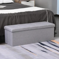 HOMCOM Zitbank met opbergruimte gestoffeerde bank kistbank met scheidingsrooster inklapbaar grijs(m-4)