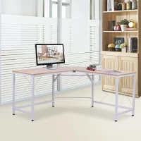 HOMCOM Computertafel L-vormig hoekbureau MDF naturel / zwart hoekbureau(m-2)