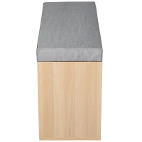 HOMCOM schoenenbank, zitbank, zitkist, 2-in-1 design met schoenenrek, verborgen vak, linnen, naturel + grijs, 80 × 30 × 48 cm verborgen vak | Aosom.de(m-5)