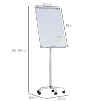 Vinsetto Magnetisch whiteboard op wielen in hoogte verstelbaar droog uitwisbaar pennenbakje(m-3)