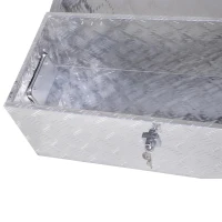 HOMCOM® gereedschapskist werkkist veilig met slot draagbaar aluminium zilver 76 x 33 x 25 cm(m-11)