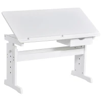 HOMCOM Studeertafel bureau laptoptafel in hoogte verstelbaar met lade MDF wit(m-4)