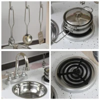 HOMCOM Kinderkeuken met accessoires droomkeuken speelkeuken speelgoedkeuken grenenhout MDF wit(m-8)