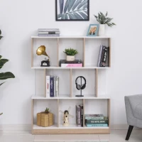 HOMCOM Boekenplank vrijstaande stelling kantoorplank archiefplank voor kantoor woonkamer MDF naturel + wit(m-6)