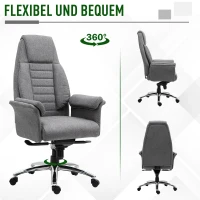 Vinsetto Kantoorstoel ergonomische draaistoel PC stoel in hoogte verstelbaar kunstlinnen lichtgrijs(m-6)
