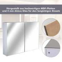 HOMCOM® spiegelkast badspiegel wandspiegel badkamerkast badkamerspiegel(m-6)