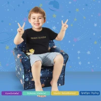 HOMCOM Kinderstoel bank voor de kinderkamer kinderbank mini-bank-stoel polyester blauw(m-3)