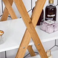 Kleankin badkamerplank 4 niveaus trapplank ladderplank badkamer bamboe naturel + wit(m-9)