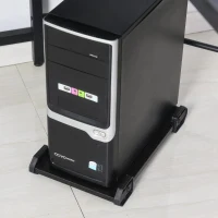 HOMCOM Computerbureau L-vormig hoekbureau bureau kantoortafel metaal zwart(m-9)