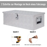 HOMCOM® gereedschapskist werkkist veilig met slot draagbaar aluminium zilver 76 x 33 x 25 cm(m-5)