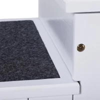 PawHut Huisdierentrap met tapijt hondentrap opstaphulpmiddel opbergruimte grenenhout wit(m-9)