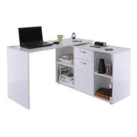 HOMCOM Hoekschrijftafel computertafel bureau hoekbureau wit MDF(m-1)