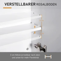 HOMCOM Badkamermeubel spiegelkast badkamerkast wandkast badkamer spiegel schap wit(m-6)