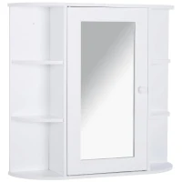 HOMCOM® spiegelkast badkamerrek badkamerkast wandmontage 8 vakken MDF wit 66 x 17 x 63 cm | Aosom.de(m-1)