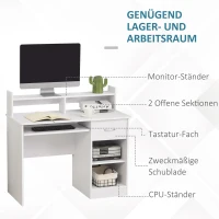 HOMCOM Computertafel kantoortafel speeltafel pc-tafel met lade wit(m-6)