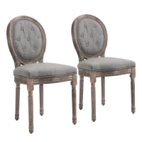 HOMCOM eetkamerstoel, stoelenset, 2-delig, eettafelgroep, rubberhout, schuimstof, stof, grijs, 50 x 54,5 x 97 cm eetkamerstoelenset 2-delige eettafelgroep rubberhout schuimstof stof grijs | Aosom.de(m-1)