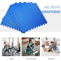 HOMCOM Puzzelmat speelkleed vloermat kinderspeeltapijt gymnastiekmat blauw 8-delig(m-6)
